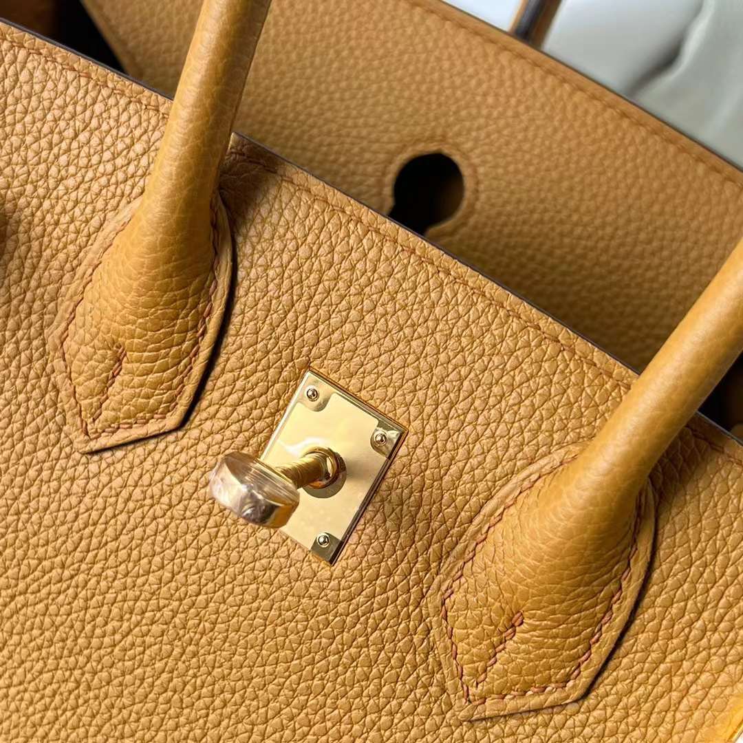 Hermès（爱马仕）Birkin 铂金包 Togo 顶级小牛皮 2S 芝麻色 金扣 25cm 全手工蜡线缝 Ghw