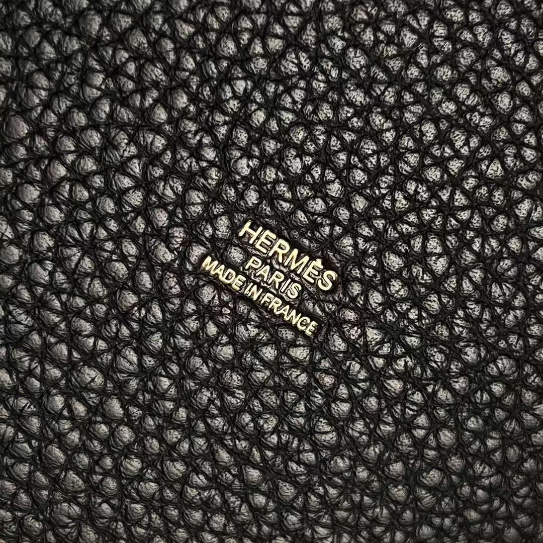 Hermès（爱马仕）Picotin 菜篮子 Clemence 进口大牛皮 Ck89 黑色 金扣 18cm 全手工蜡线缝制 Ghw