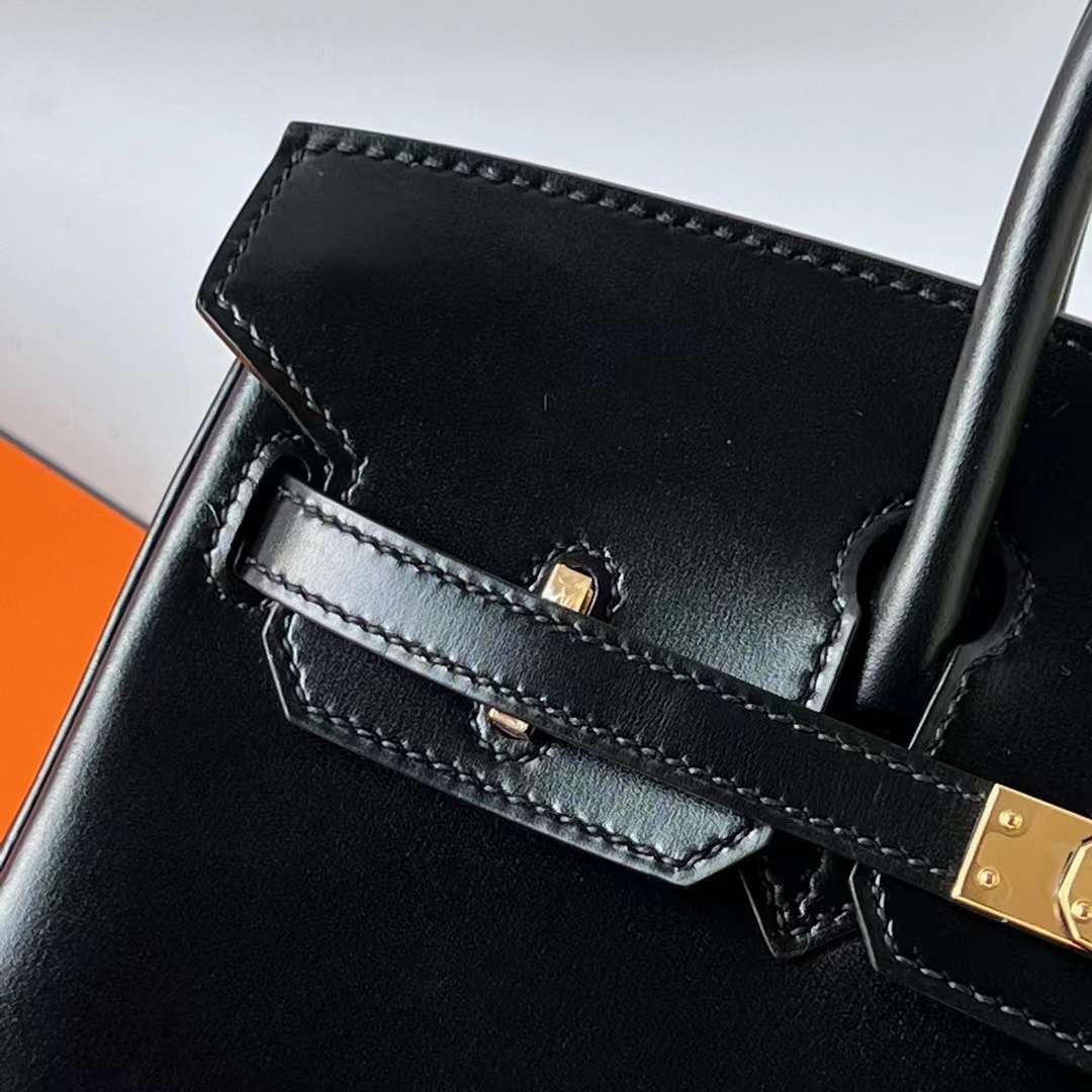 Hermès（爱马仕）Birkin 铂金包 Boxcalf Ck89 黑色 金扣 25cm 全手工蜡线缝 Ghw