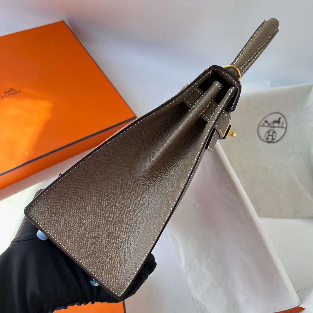 Hermès（爱马仕）Kelly 凯莉包 Epsom Ck18 大象灰 金扣 28cm 全手工蜡线缝 Ghw