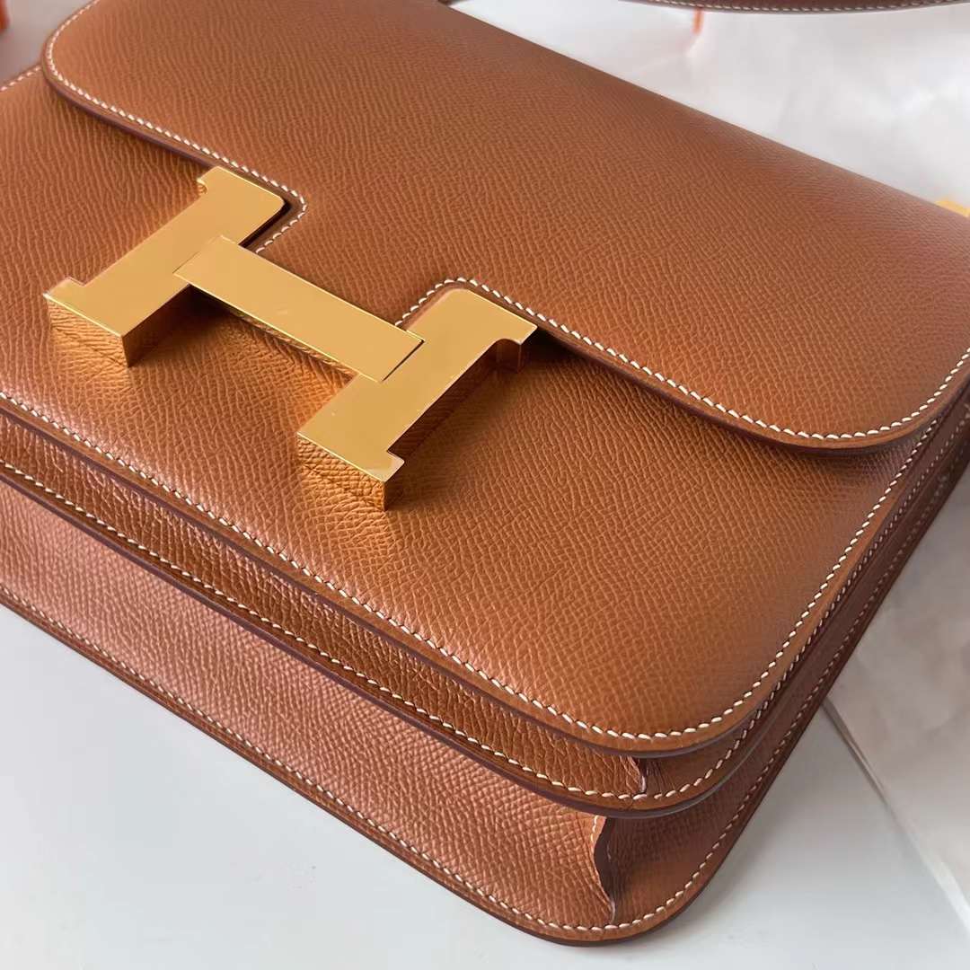 Hermès（爱马仕）Constance 空姐包 Epsom Ck37 金棕色 Gold 金扣 24cm Ghw 全手工蜡线缝