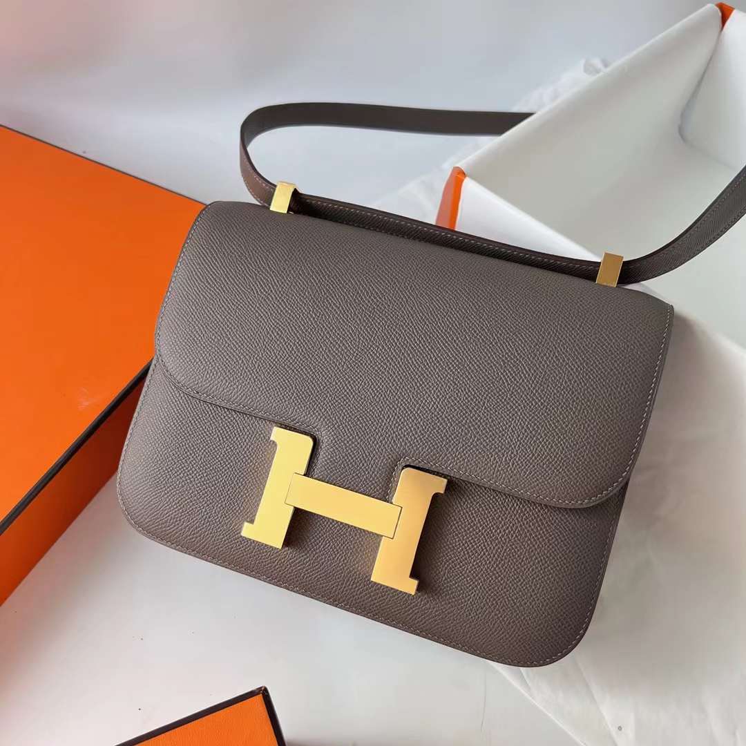 Hermès（爱马仕）Constance 1-24cm Epsom 8F 锡器灰 Etain 金扣 一级工艺 全手工蜡线缝 Ghw