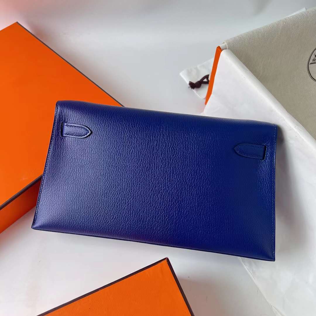 Hermès（爱马仕）Kelly Elan Chevre 进口山羊皮 Ck73 宝石蓝 金扣 27cm 全手工蜡线缝 Ghw