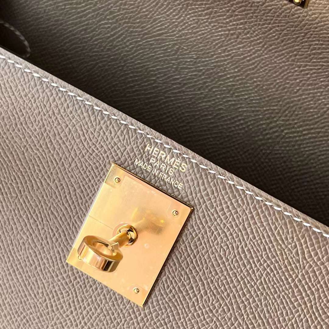 Hermès（爱马仕）Kelly 凯莉包 Epsom Ck18 大象灰 金扣 28cm 全手工蜡线缝 Ghw