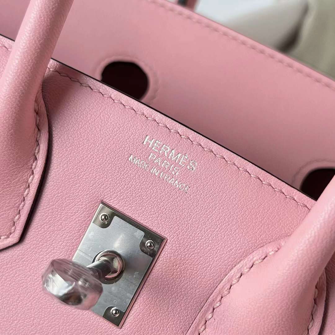 Hermès（爱马仕）Birkin 铂金包 Swift 3Q 新粉色 Rose Sakura 银扣 25cm 全手工蜡线缝 Phw