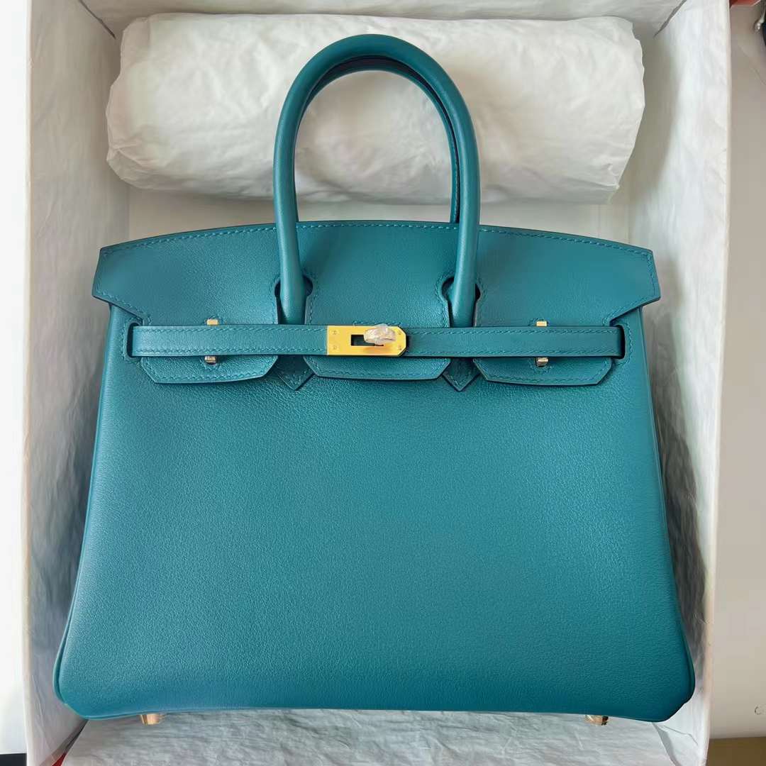 Hermès（爱马仕）Birkin 铂金包 Swift W0 博斯普鲁斯绿 金扣 25cm 全手工蜡线缝 Ghw