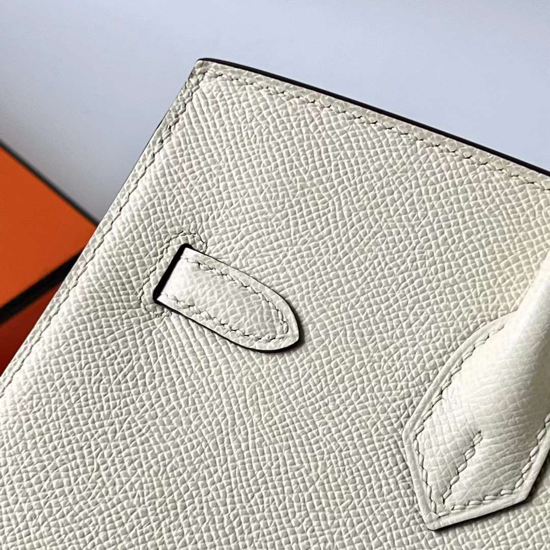 Hermès（爱马仕）Birkin Sellier Epsom I2 奶油白 Nate 金扣 25cm 全手工蜡线缝制 Ghw