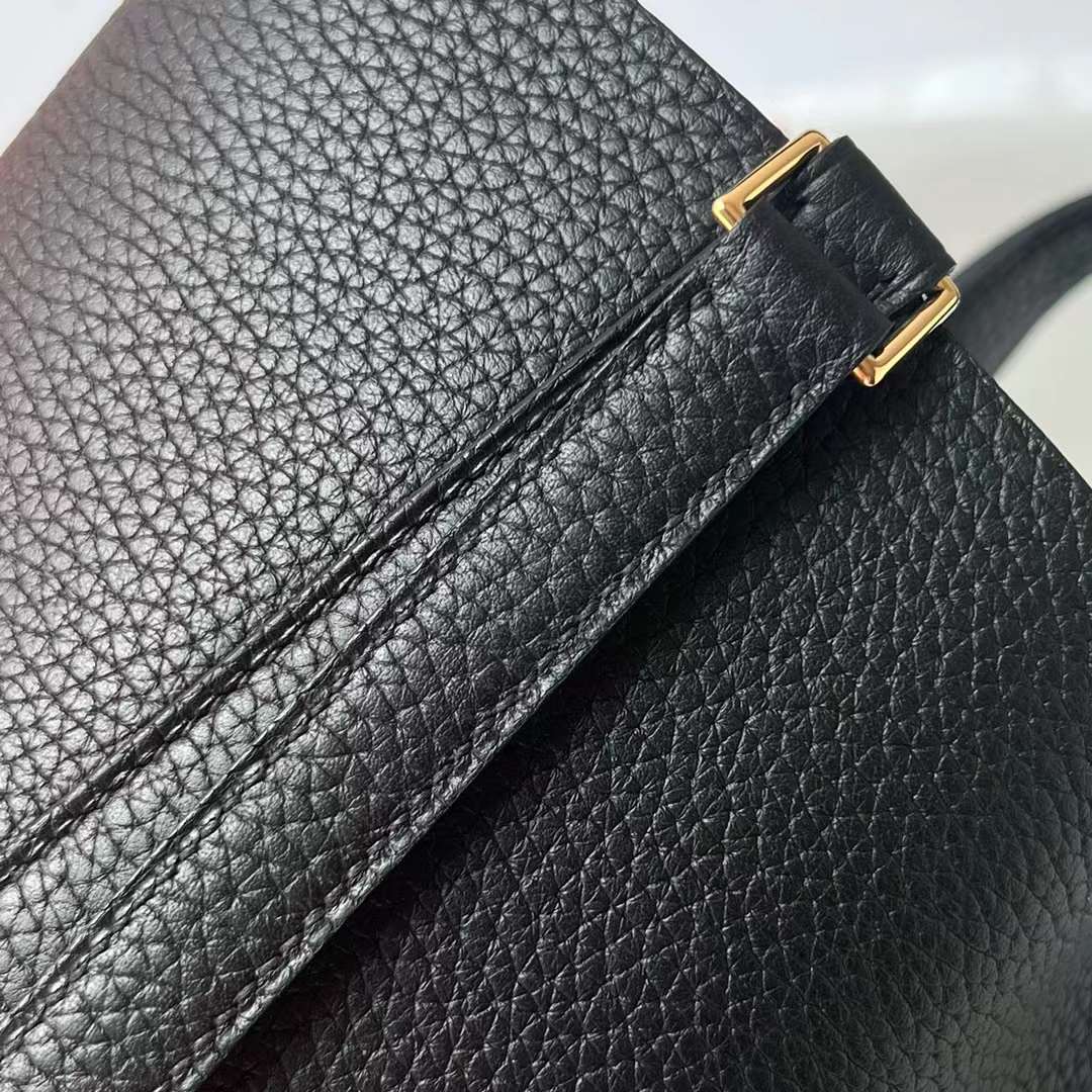 Hermès（爱马仕）Picotin 菜篮子 Clemence 进口大牛皮 Ck89 黑色 金扣 18cm 全手工蜡线缝制 Ghw