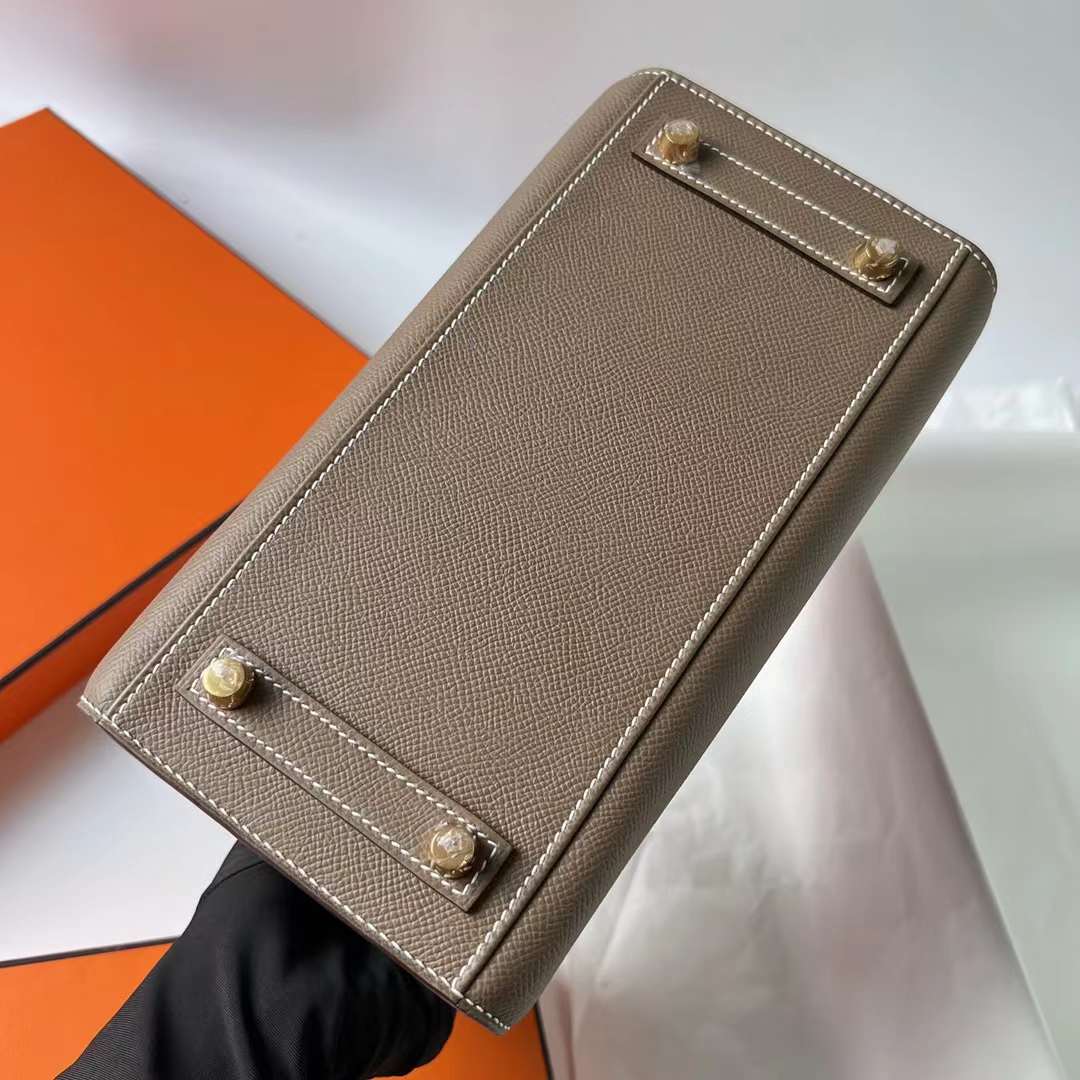 Hermès（爱马仕）Birkin Sellier Epsom Ck18 大象灰 Etoupe 金扣 25cm 全手工蜡线缝制 Ghw