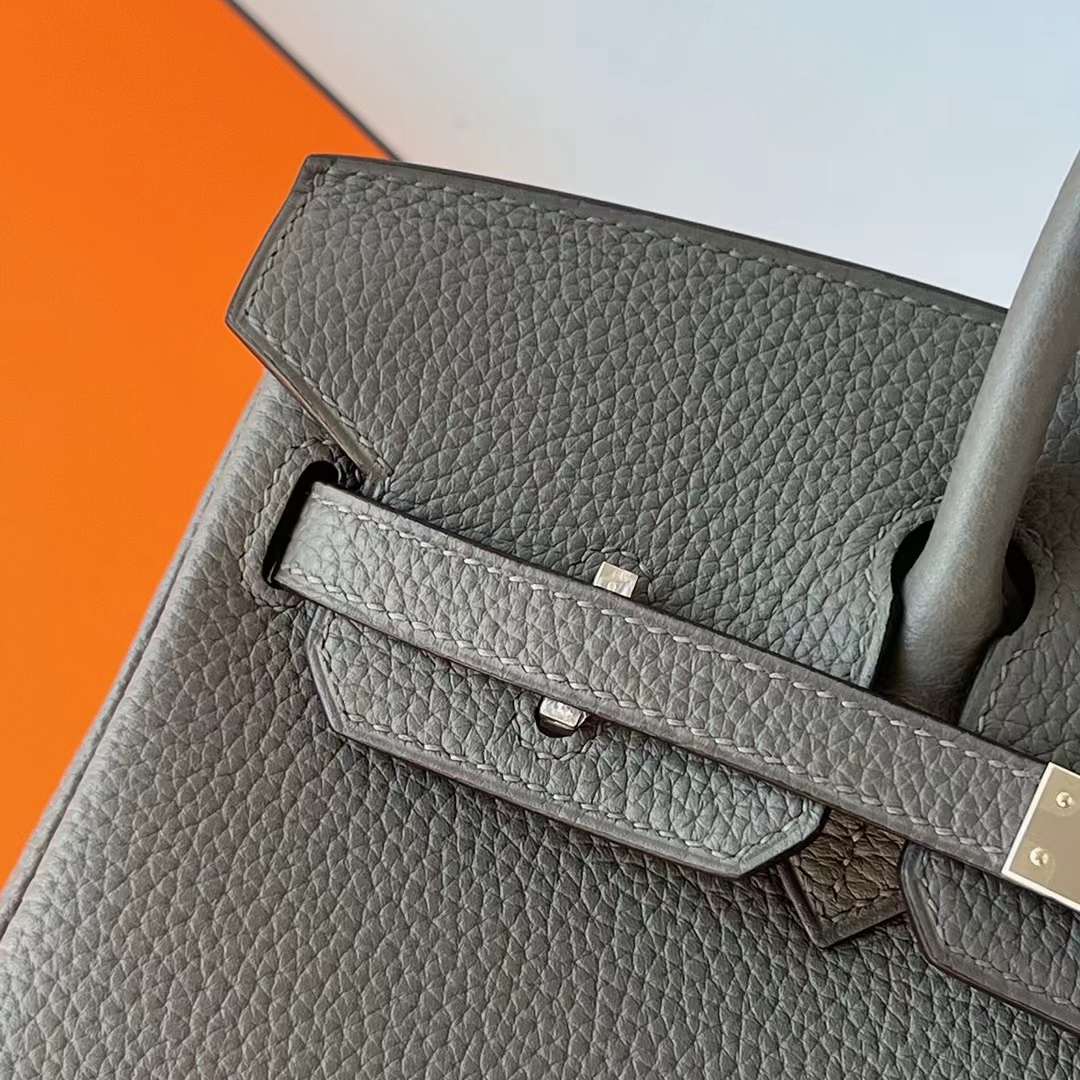 Hermès（爱马仕）Birkin 铂金包 Togo 进口顶级小牛皮 0L 积雨云灰 Gris Meyer 银扣 25cm 全手工蜡线缝 Phw
