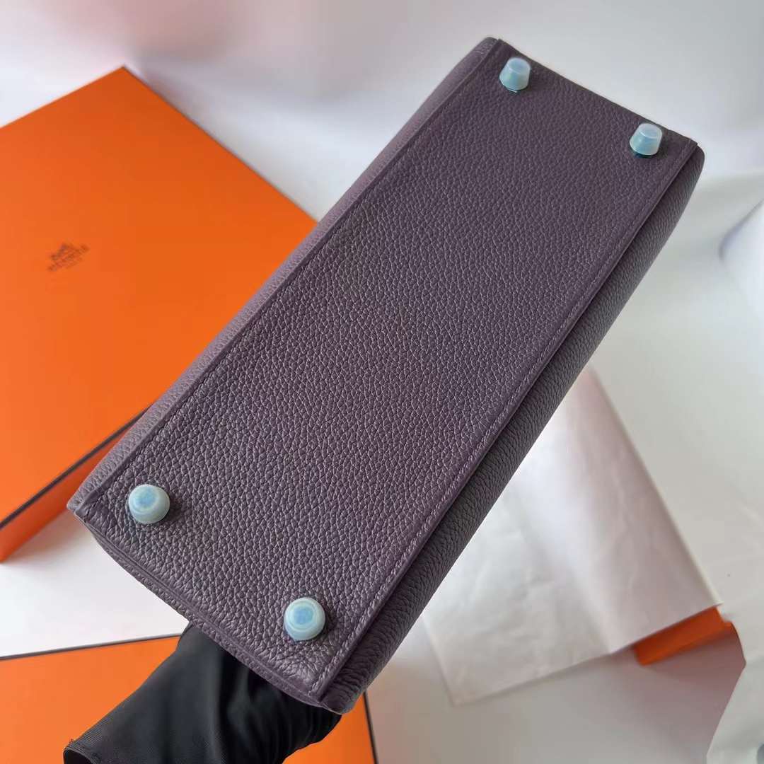 Hermès（爱马仕）Kelly 凯莉包 Togo皮 进口小牛皮 Ck59 葡萄紫 金扣 28cm 全手工蜡线缝 Ghw