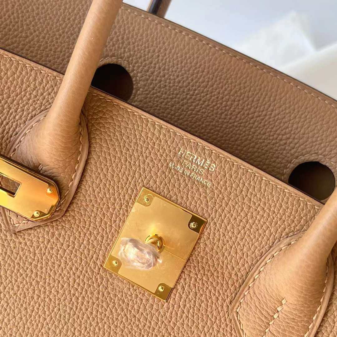Hermès（爱马仕）Birkin 铂金包 Togo 0M 奶茶色 Chai 金扣 30cm 全手工蜡线缝 Ghw