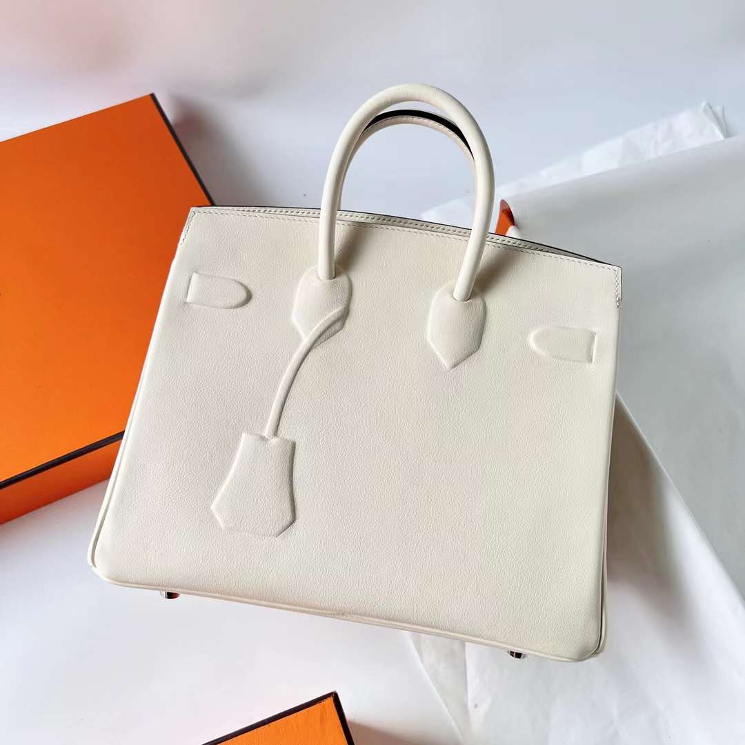 Hermès（爱马仕）Birkin Shadow Swift 幻影包 I2 奶油白 Nate 25cm 全手工蜡线缝 Phw