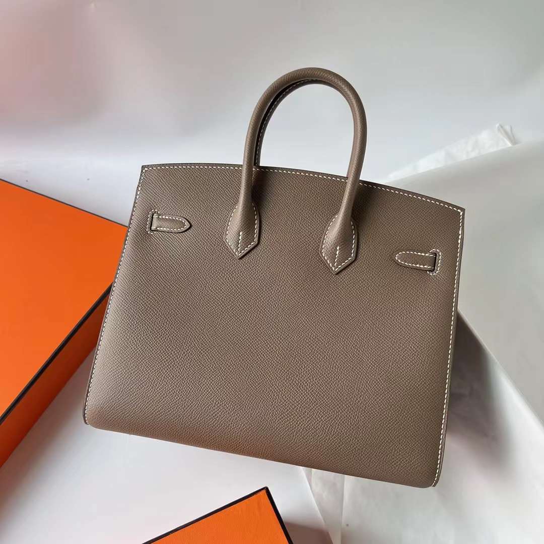 Hermès（爱马仕）Birkin Sellier Epsom Ck18 大象灰 Etoupe 金扣 25cm 全手工蜡线缝制 Ghw