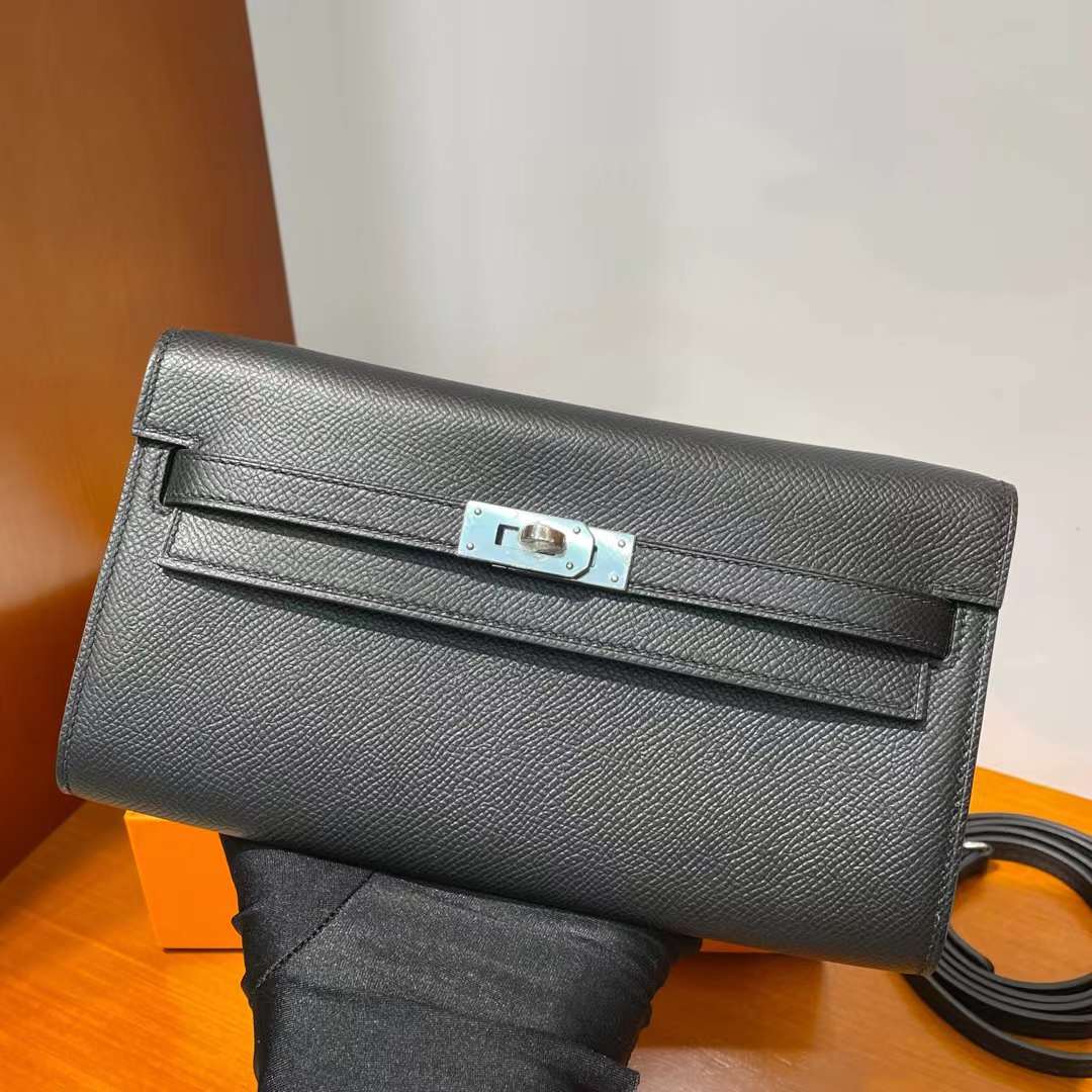 Hermès（爱马仕）Kelly to go epsom ck89 黑色 银扣 20cm 全手工蜡线缝 phw