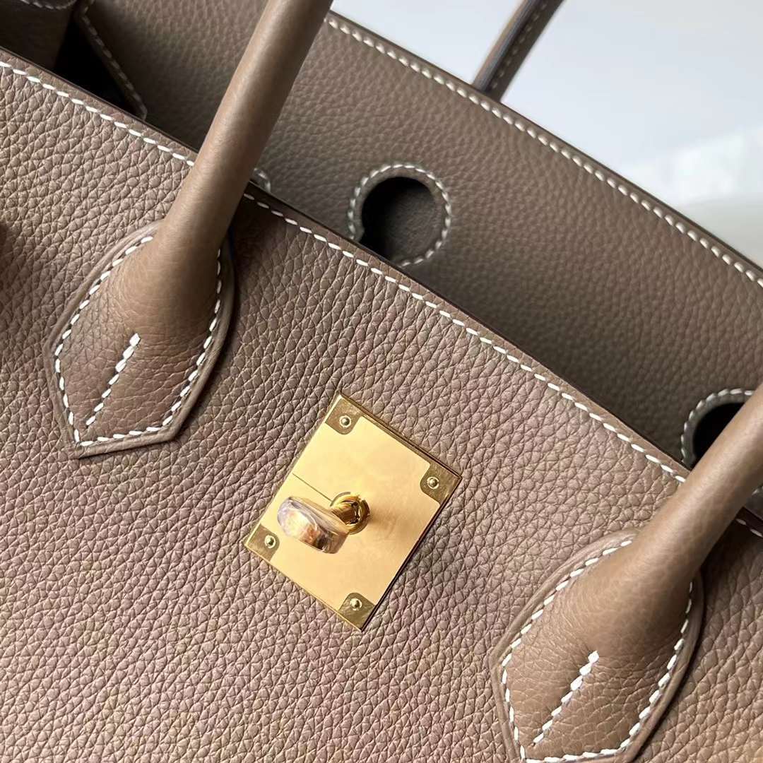 Hermès（爱马仕） Birkin 铂金包 Togo 进口小牛皮 Ck18 大象灰 金扣 30cm 全手工蜡线缝 Ghw