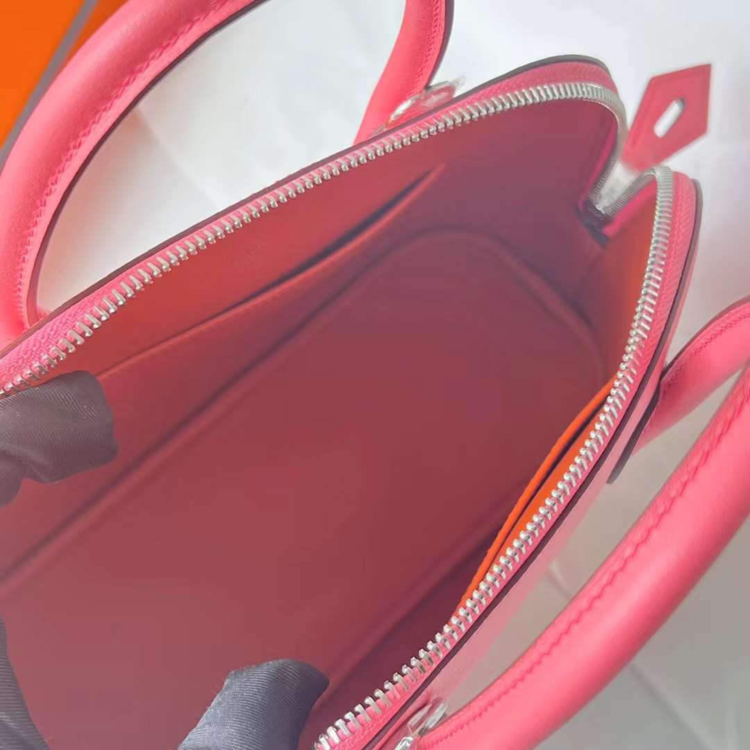 Hermès（爱马仕）Bolide 保龄球包 Evercolor K4 夏日粉 银扣 25cm 全手工蜡线缝 Phw
