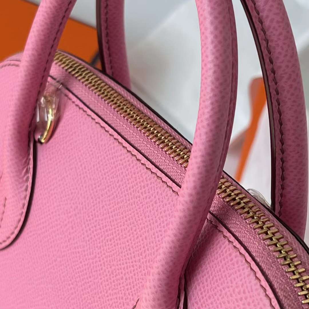Hermès（爱马仕）Bolide 保龄球包 Epsom 5P 樱花粉 金扣 25cm 全手工蜡线缝制 ghw
