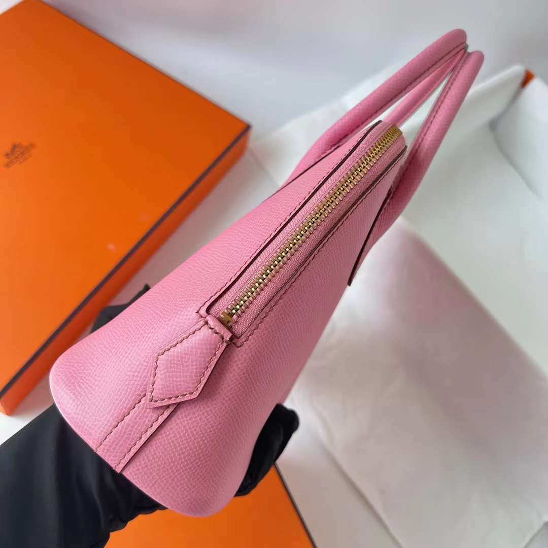 Hermès（爱马仕）Bolide 保龄球包 Epsom 5P 樱花粉 金扣 25cm 全手工蜡线缝制 ghw