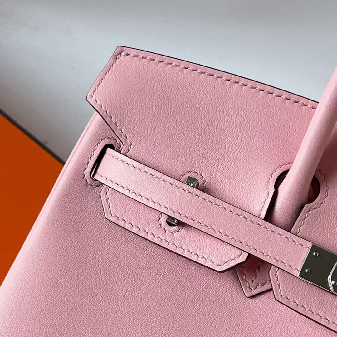 Hermès（爱马仕）Birkin 铂金包 Swift 3Q 新粉色 Rose Sakura 银扣 25cm 全手工蜡线缝 Phw