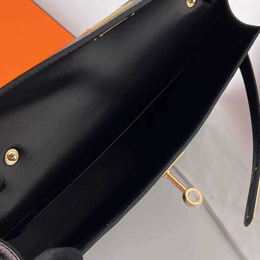 Hermès（爱马仕）Kelly Elan Chevre 进口山羊皮 Ck89 黑色 金扣 27cm 全手工蜡线缝 Ghw