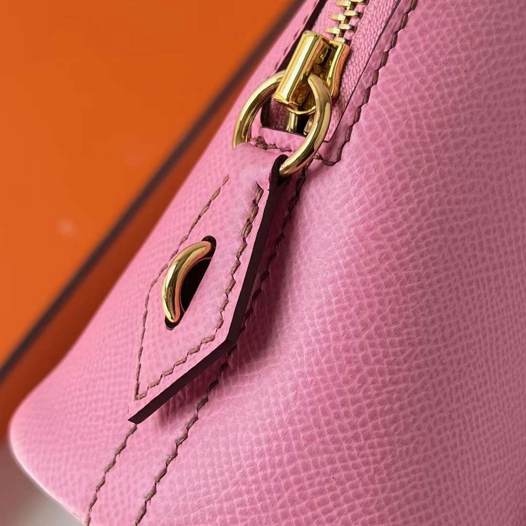 Hermès（爱马仕）Bolide 保龄球包 Epsom 5P 樱花粉 金扣 25cm 全手工蜡线缝制 ghw