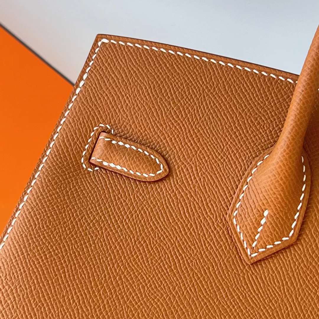Hermès（爱马仕）Birkin 铂金包 Sellier Epsom Ck37 金棕色 金扣 25cm 全手工蜡线缝 Ghw