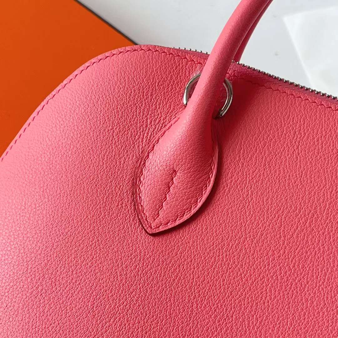 Hermès（爱马仕）Bolide 保龄球包 Evercolor K4 夏日粉 银扣 25cm 全手工蜡线缝 Phw