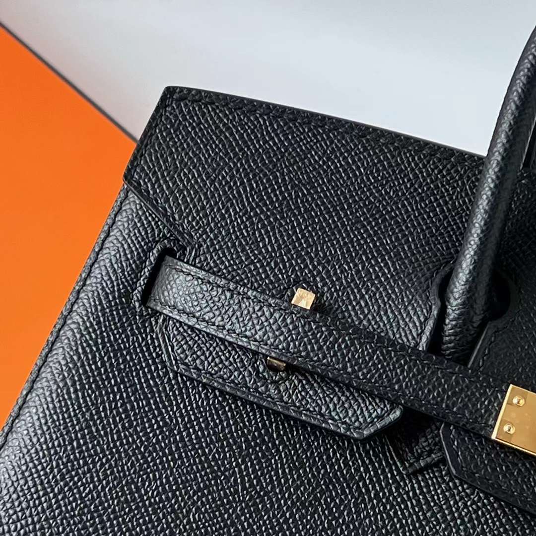 Hermès（爱马仕）Birkin 铂金包 Sellier Epsom Ck89 黑色 金扣 25cm 全手工蜡线缝 Ghw