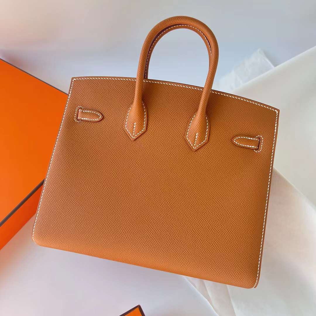 Hermès（爱马仕）Birkin 铂金包 Sellier Epsom Ck37 金棕色 金扣 25cm 全手工蜡线缝 Ghw