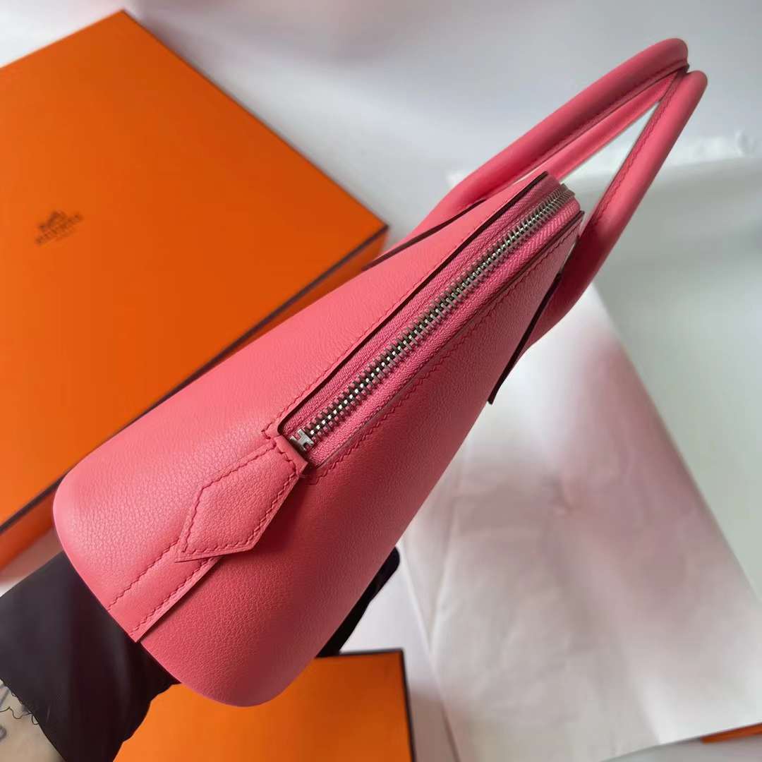 Hermès（爱马仕）Bolide 保龄球包 Evercolor K4 夏日粉 银扣 25cm 全手工蜡线缝 Phw