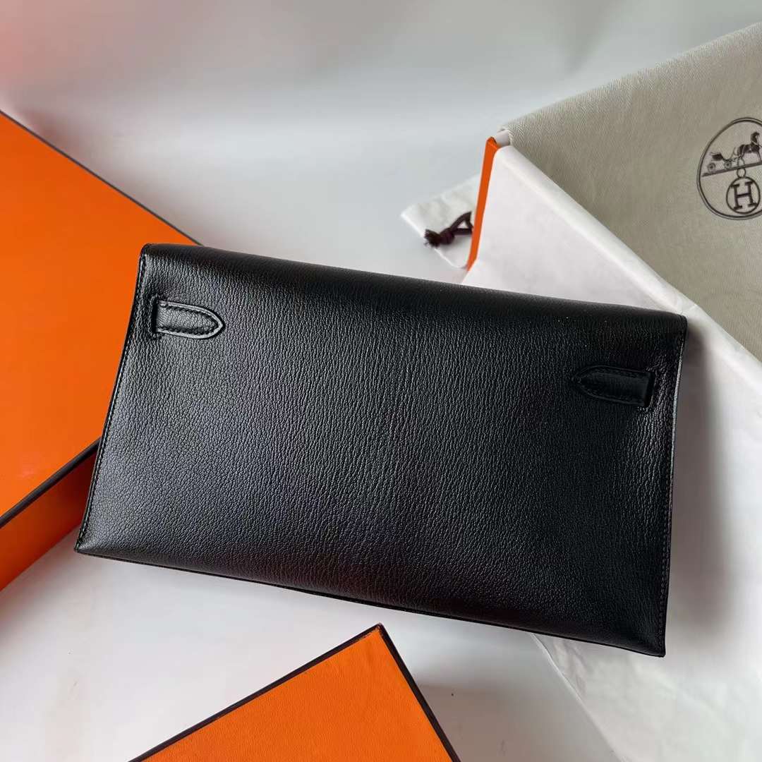 Hermès（爱马仕）Kelly Elan Chevre 进口山羊皮 Ck89 黑色 金扣 27cm 全手工蜡线缝 Ghw