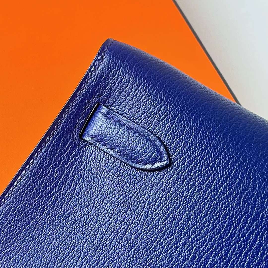 Hermès（爱马仕）Kelly Elan Chevre 进口山羊皮 Ck73 宝石蓝 金扣 27cm 全手工蜡线缝 Ghw