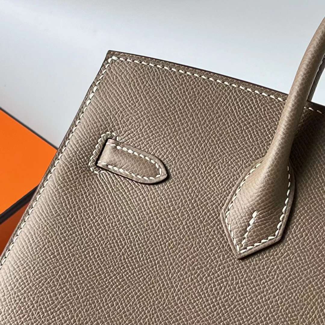 Hermès（爱马仕）Birkin Sellier Epsom Ck18 大象灰 Etoupe 金扣 25cm 全手工蜡线缝制 Ghw