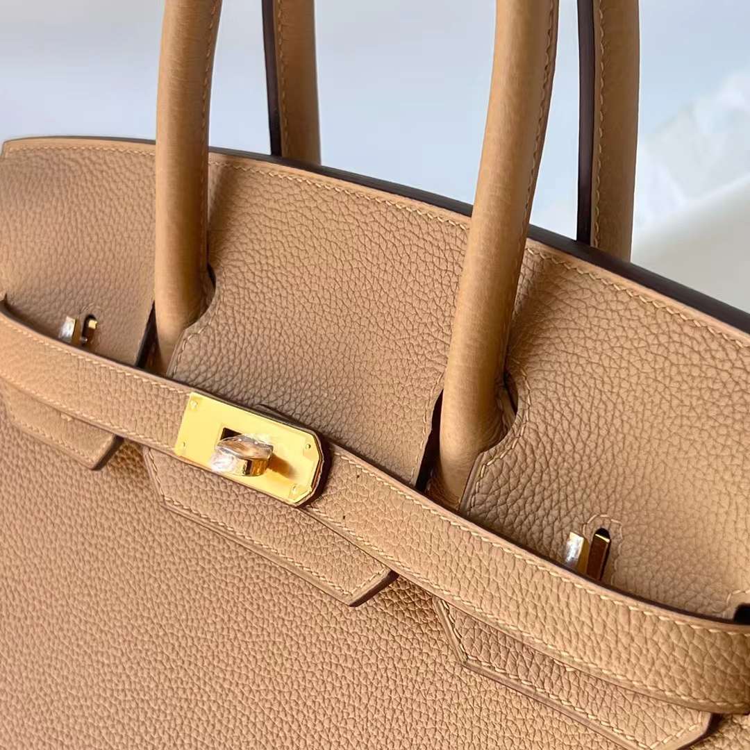 Hermès（爱马仕）Birkin 铂金包 Togo 0M 奶茶色 Chai 金扣 30cm 全手工蜡线缝 Ghw