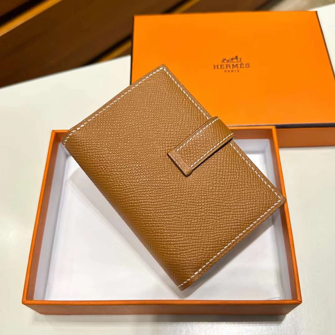 Hermès（爱马仕）H小卡包 Epsom Ck37 金棕色 金扣 一级工艺 全手工蜡线缝 Ghw