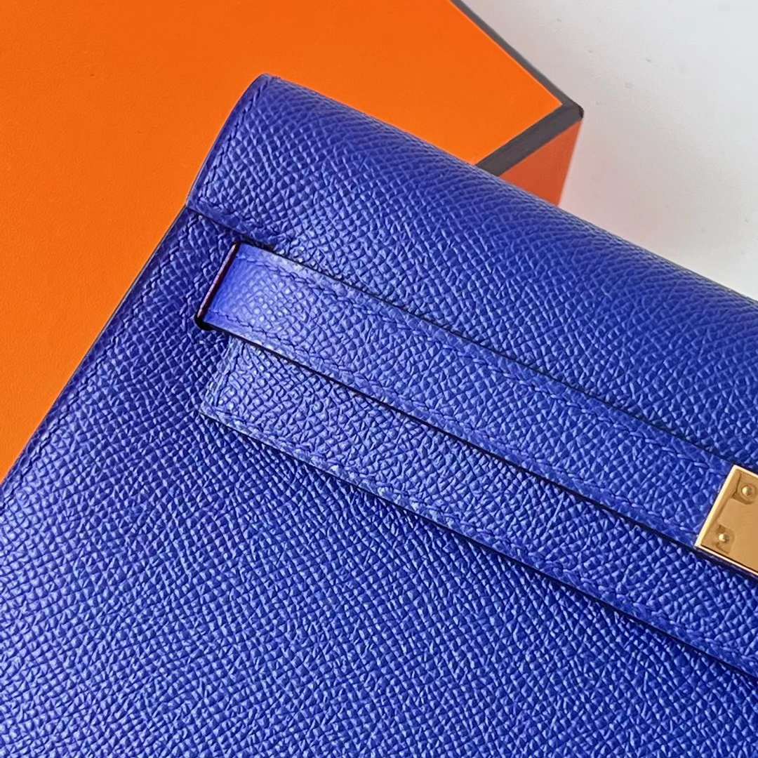 Hermès（爱马仕）Kelly Elan Epsom 掌纹皮 7T 电光蓝 金扣 27cm 全手工蜡线缝 Ghw