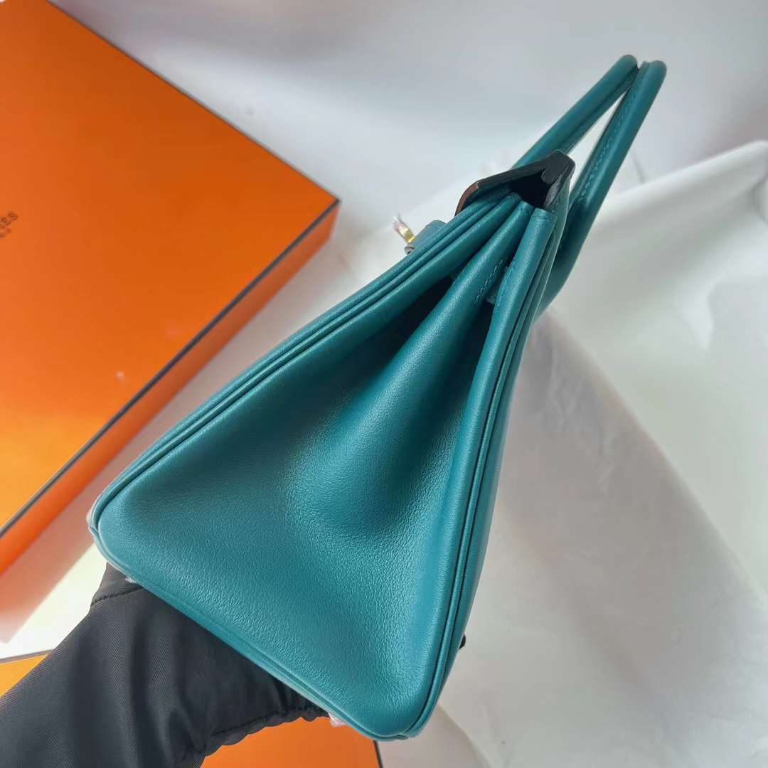 Hermès（爱马仕）Birkin 铂金包 Swift W0 博斯普鲁斯绿 金扣 25cm 全手工蜡线缝 Ghw