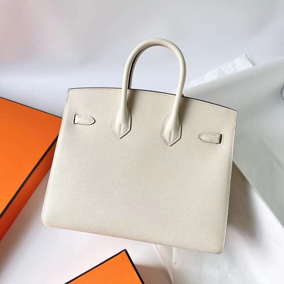 Hermès（爱马仕）Birkin Sellier Epsom I2 奶油白 Nate 金扣 25cm 全手工蜡线缝制 Ghw