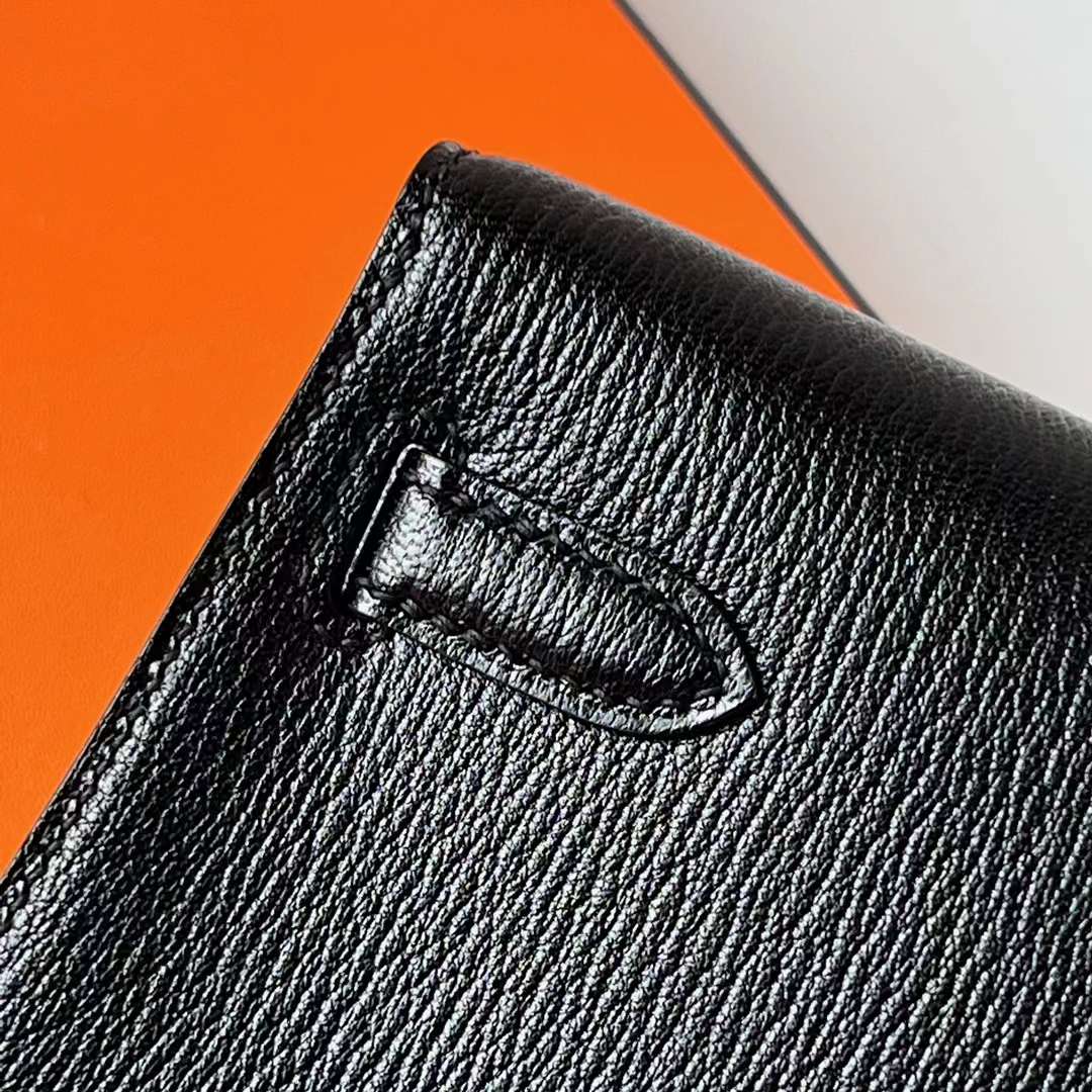 Hermès（爱马仕）Kelly Elan Chevre 进口山羊皮 Ck89 黑色 银扣 27cm 全手工蜡线缝 Phw