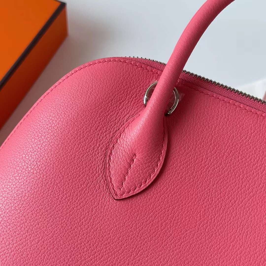 Hermès（爱马仕）Bolide 保龄球包 Evercolor 8W 新唇膏粉 银扣 25cm 全手工蜡线缝制 Phw