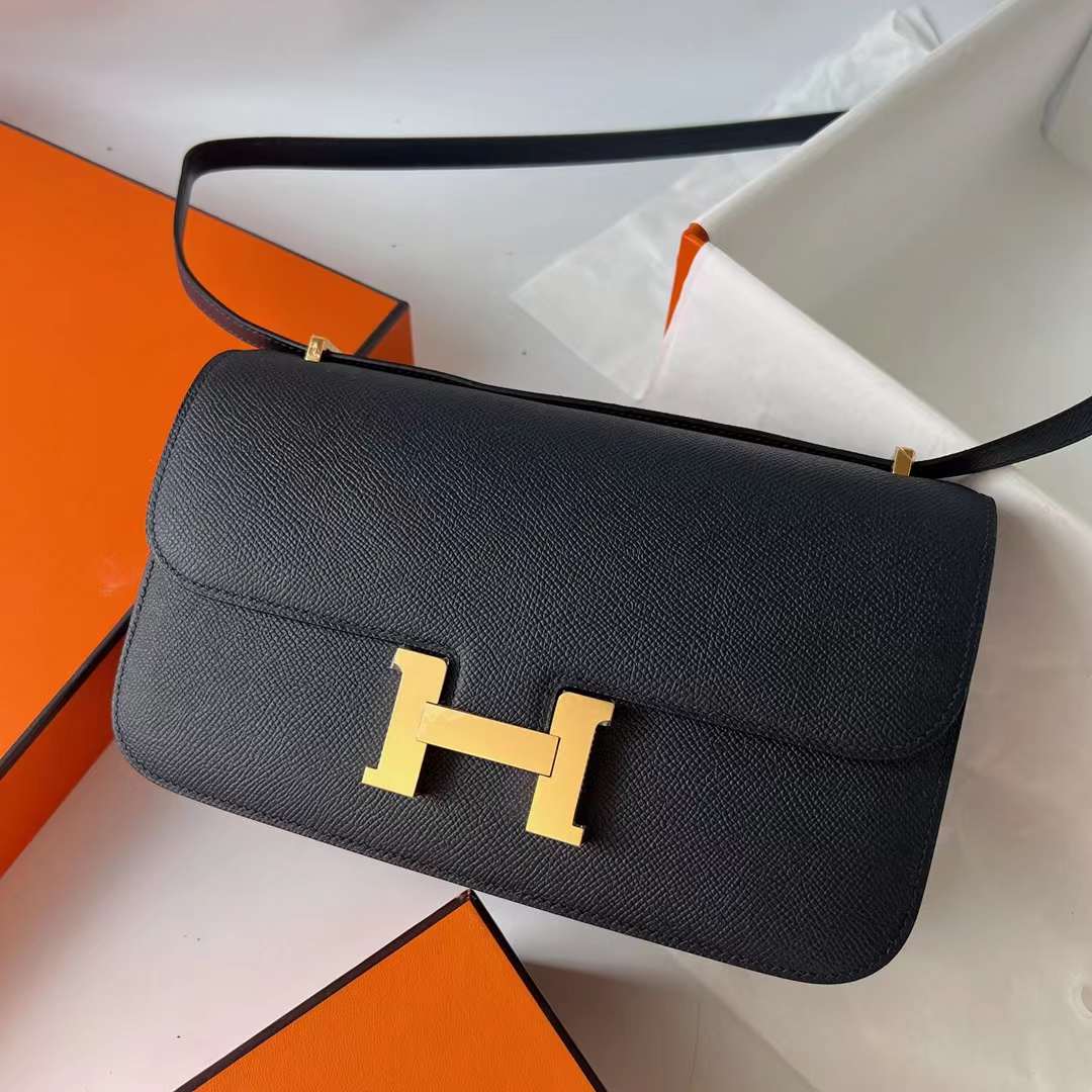 Hermès（爱马仕）Constance Elan Epsom Ck76 深海蓝 金扣 26cm 全手工蜡线缝 Ghw