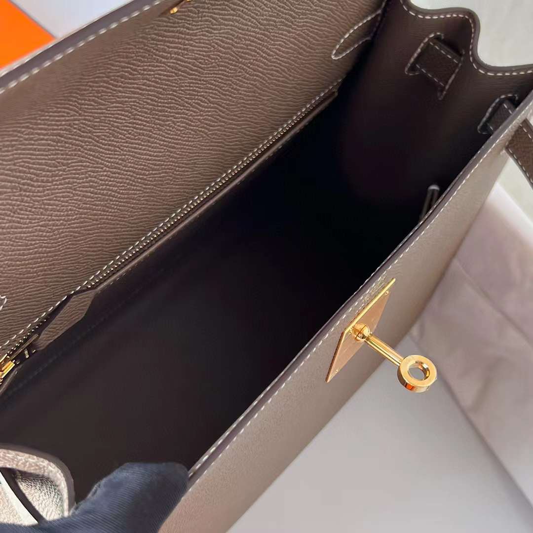 Hermès（爱马仕）Kelly 凯莉包 Epsom Ck18 大象灰 金扣 28cm 全手工蜡线缝 Ghw