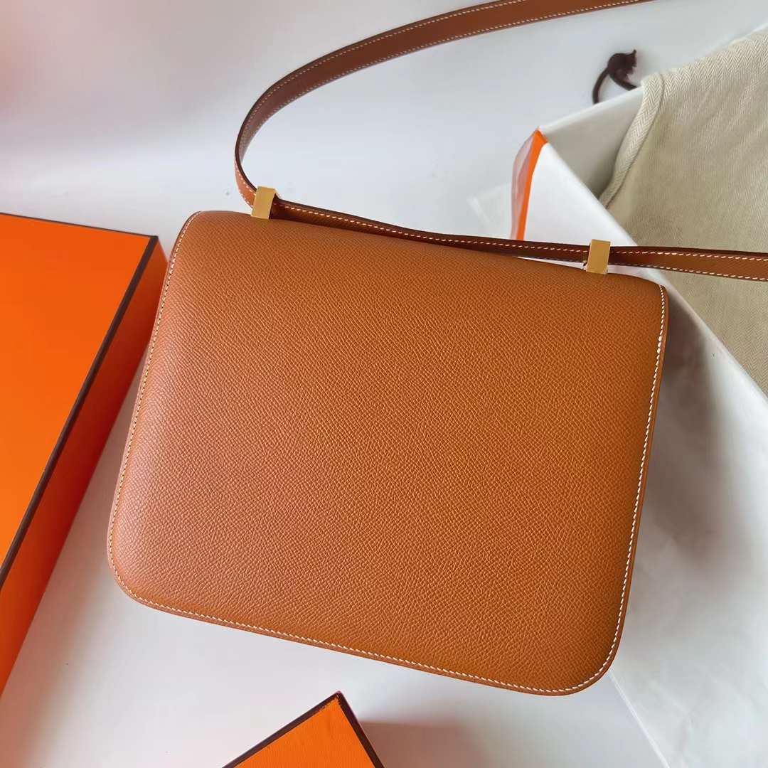 Hermès（爱马仕）Constance 空姐包 Epsom Ck37 金棕色 Gold 金扣 24cm Ghw 全手工蜡线缝