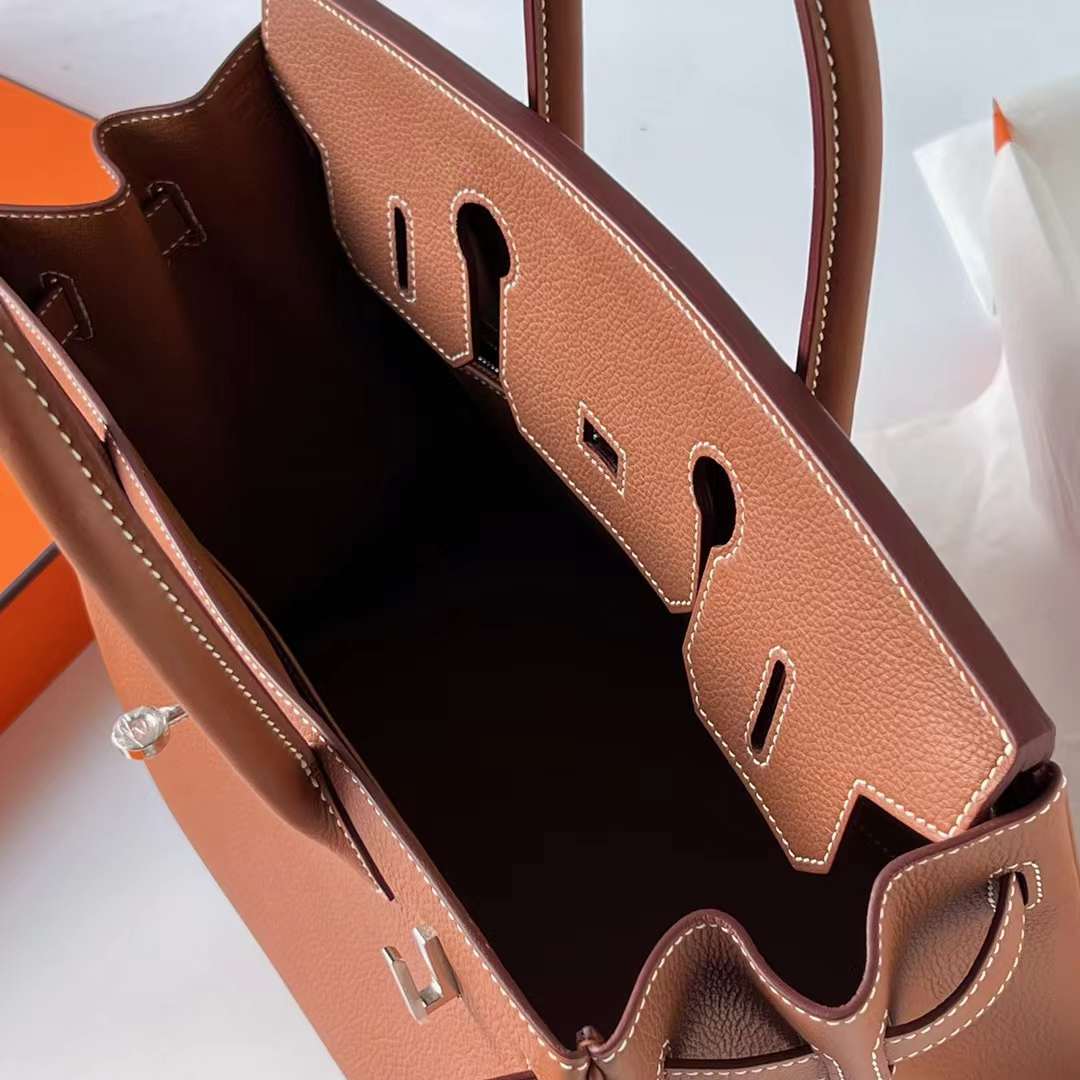 Hermès（爱马仕） Birkin 铂金包 Togo 进口小牛皮 Ck37 金棕色 银扣 30cm 全手工蜡线缝 Ghw