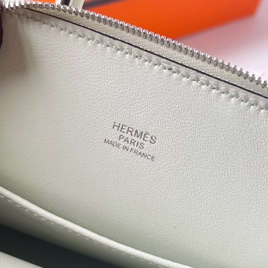 Hermès（爱马仕）Mini Bolide 迷你保龄球包 Chevre 进口山羊皮 0S 气泡绿 银扣 19cm 全手工蜡线缝 Phw