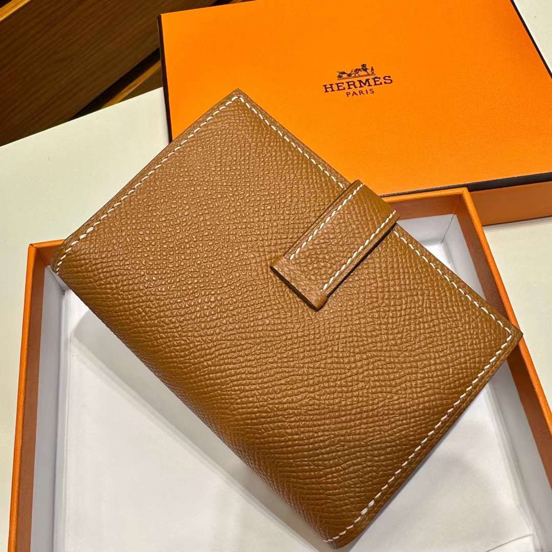 Hermès（爱马仕）H小卡包 Epsom Ck37 金棕色 金扣 一级工艺 全手工蜡线缝 Ghw