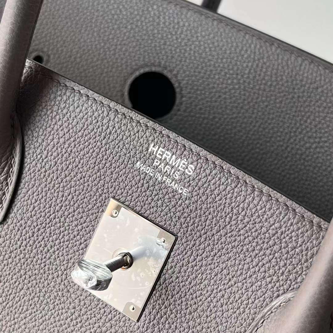 Hermès（爱马仕）Birkin 铂金包 Togo皮 进口德国小牛皮 8F 锡器灰 银扣 40cm 全手工蜡线缝 Phw
