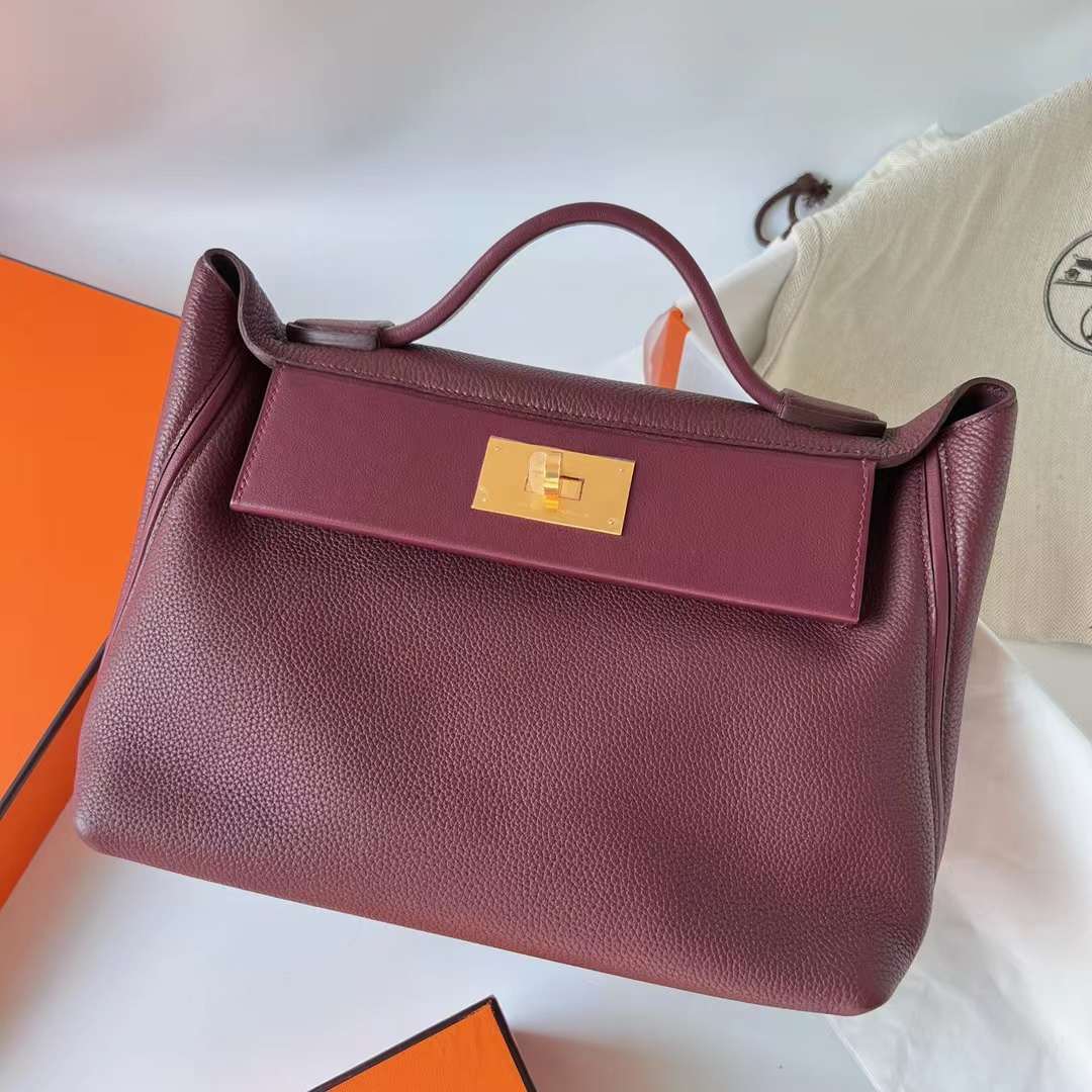Hermès（爱马仕）Kelly 2424 Maurice 拼 Swift Ck55 爱马仕红 金扣 29cm 全手工蜡线缝制 Ghw