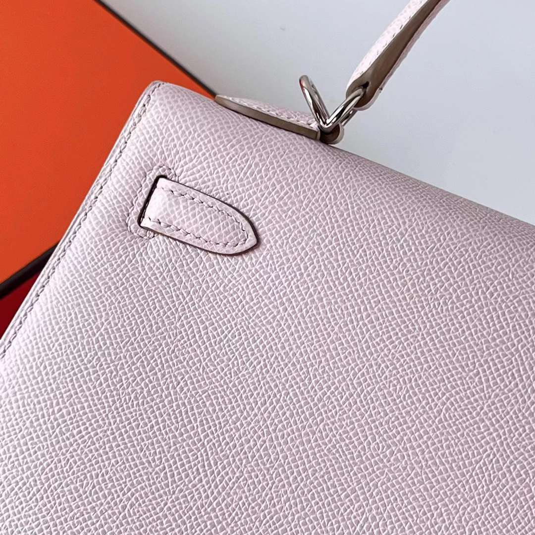 Hermès（爱马仕）Kelly 凯莉包 Epsom 进口手掌纹 09 新梦幻粉紫 银扣 25cm 全手工蜡线缝 Phw